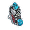 Navajo Turquoise and Coral Multistone Ring Size 8-3/4 KX121337
